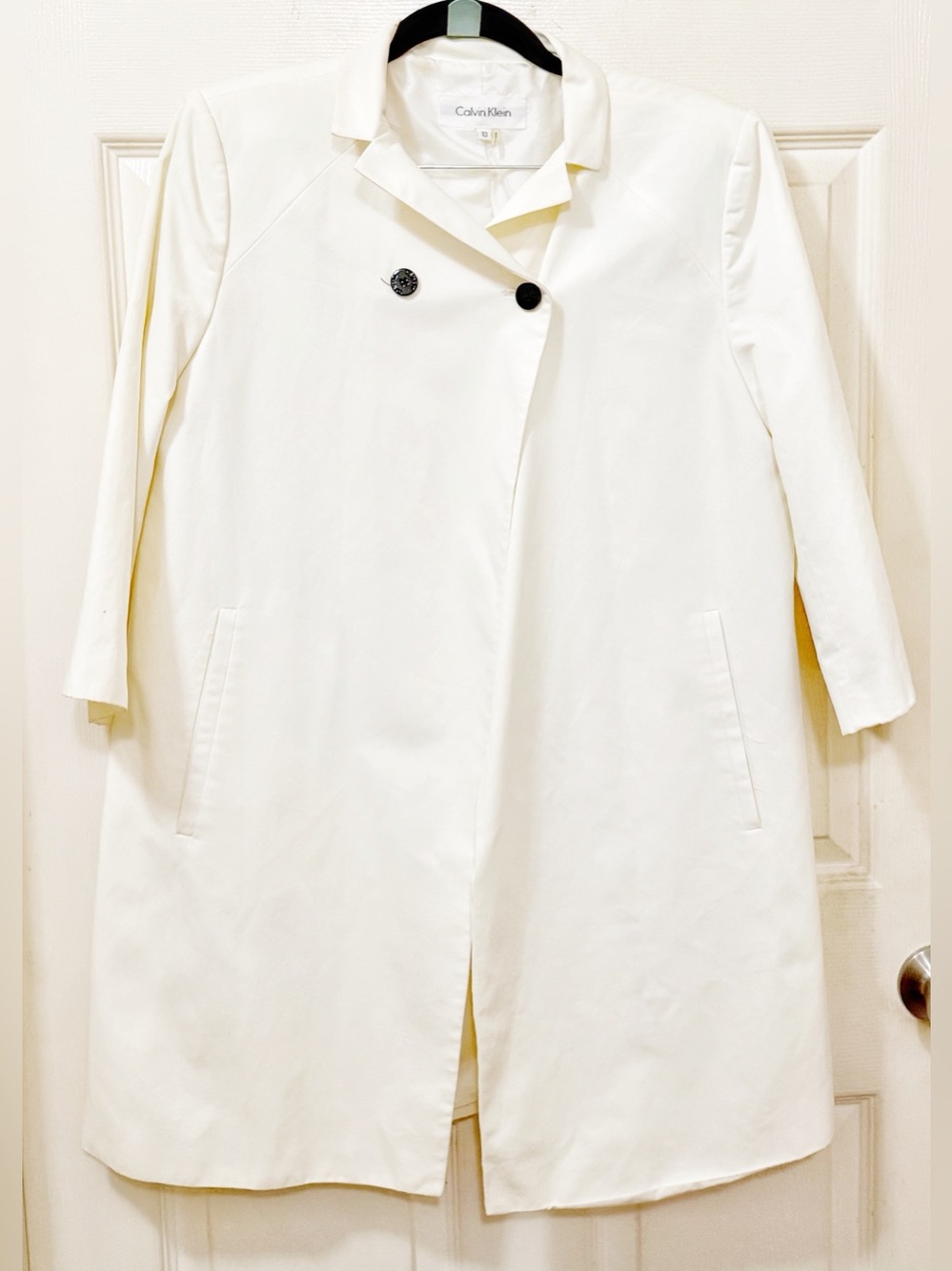 Calvin Klein Women's Cream Single-Breasted Trench Coat